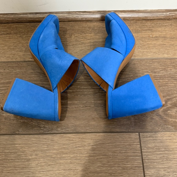 Free People Women's Suede Love is Everywhere Platform Block Heeled Sandals Blue - Picture 9 of 11